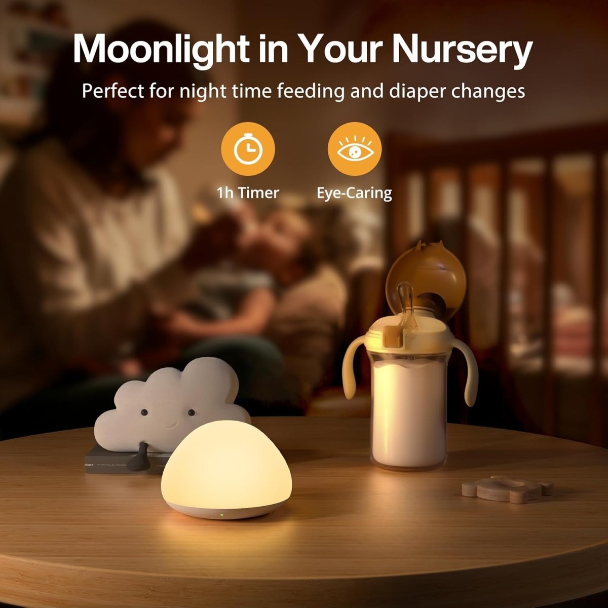 JolyWell Baby Night Light for Nursery Soft Silicone Tap Control Table Lamp