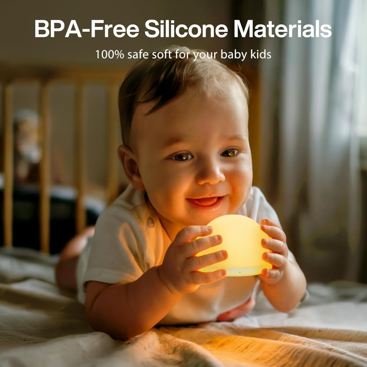 JolyWell Baby Night Light for Nursery Soft Silicone Tap Control Table Lamp