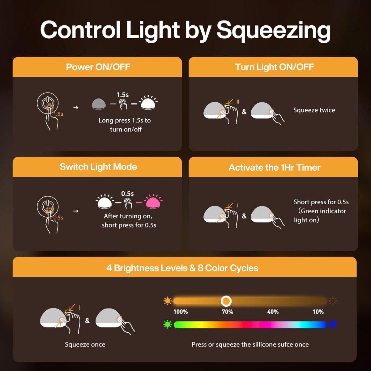 JolyWell Baby Night Light for Nursery Soft Silicone Tap Control Table Lamp