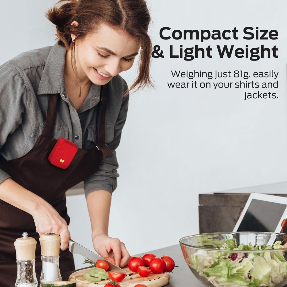 Monster Atomic Atom Wearable Bluetooth Speaker with Mics Hands-Free Portable