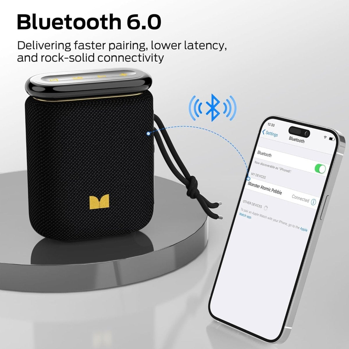 Monster Atomic Pebble Bluetooth Speaker Waterproof Wireless Speaker Stereo Sound