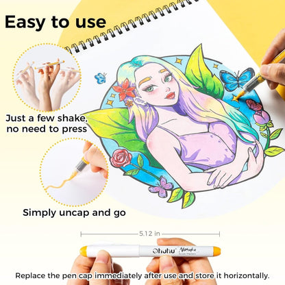 Ohuhu Acrylic Paint Markers Brush Tip Automatic Ink Control Acrylic Markers Pens