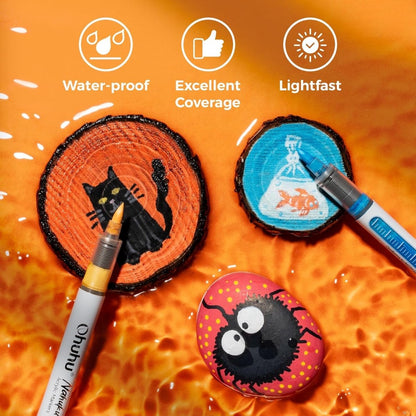 Ohuhu Acrylic Paint Markers Brush Tip Automatic Ink Control Acrylic Markers Pens