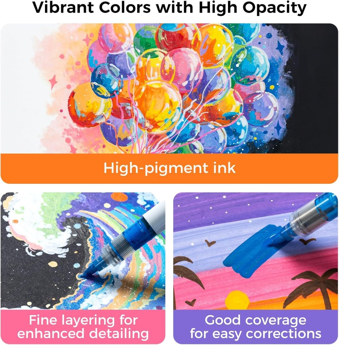 Ohuhu Acrylic Paint Markers Brush Tip Automatic Ink Control Acrylic Markers Pens