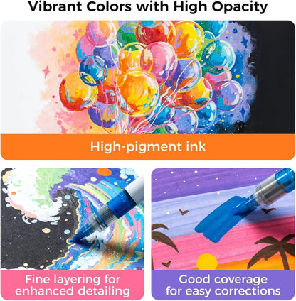 Ohuhu Acrylic Paint Markers Brush Tip Automatic Ink Control Acrylic Markers Pens