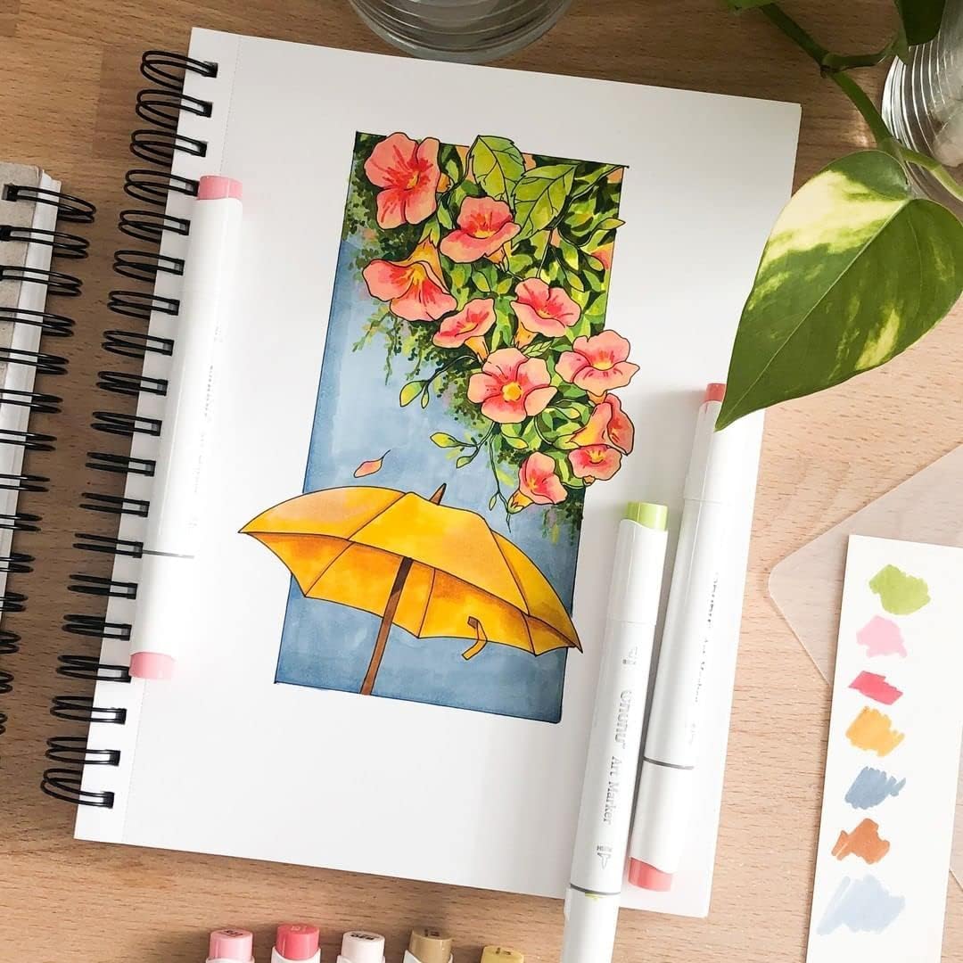 Ohuhu Alcohol Markers Brush and Fine Tip 48-Color Art Sketch Marker Set