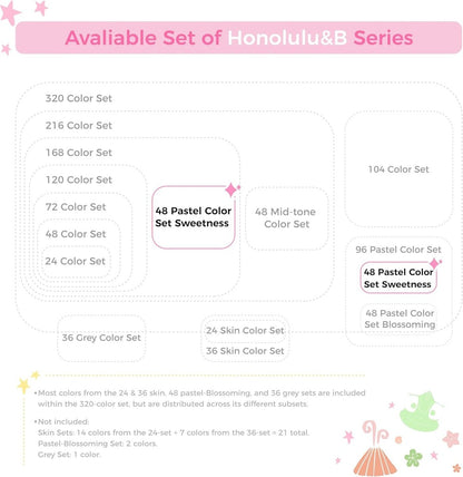 Ohuhu Pastel Markers Brush Tip Alcohol-based Markers Double Tipped 48 Colors