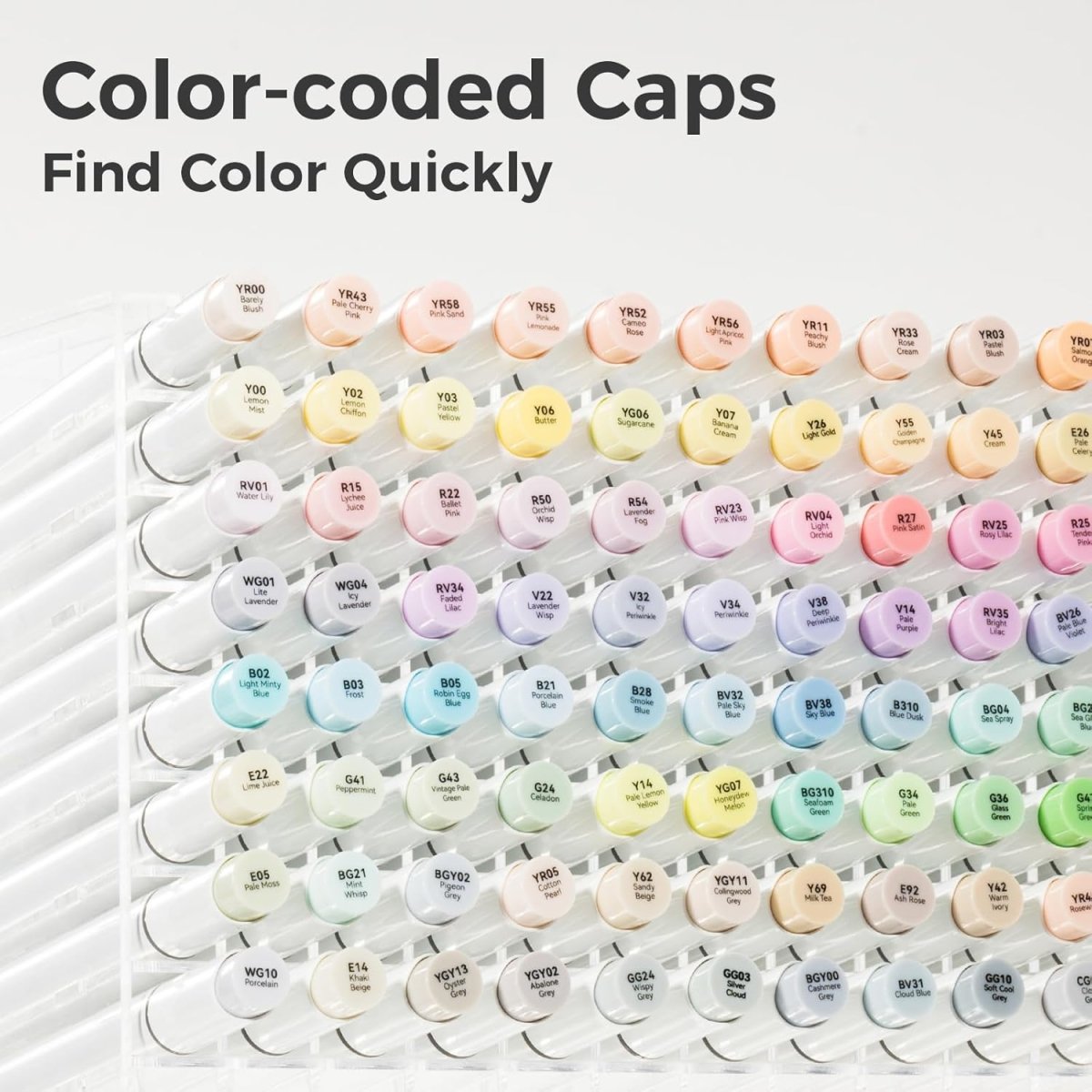 Ohuhu Pastel Markers Brush Tip Alcohol-based Markers Double Tipped 48 Colors