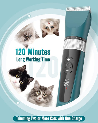 Oneisall Cat Clippers for Matted Hair 5-Speed Quiet Cat Grooming kit Cordless Pet Shaver