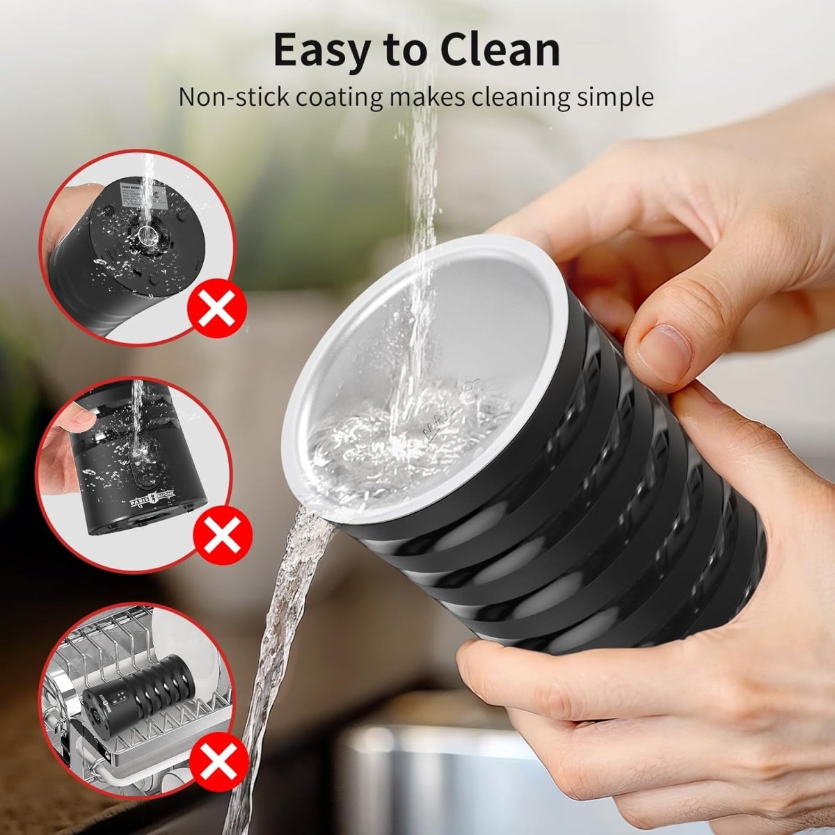 Paris Rhône Milk Frother 4-in-1 Milk Steamer Hot &amp; Cold Foam Milk Warmer