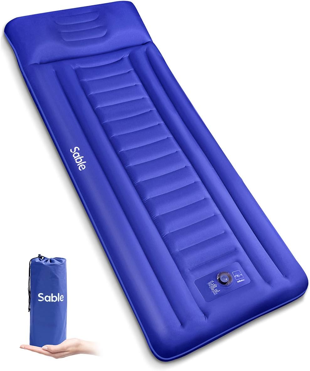 Sable Camping Sleeping Pad Self Inflating Camping Mat with Built-in Pillow & Pump