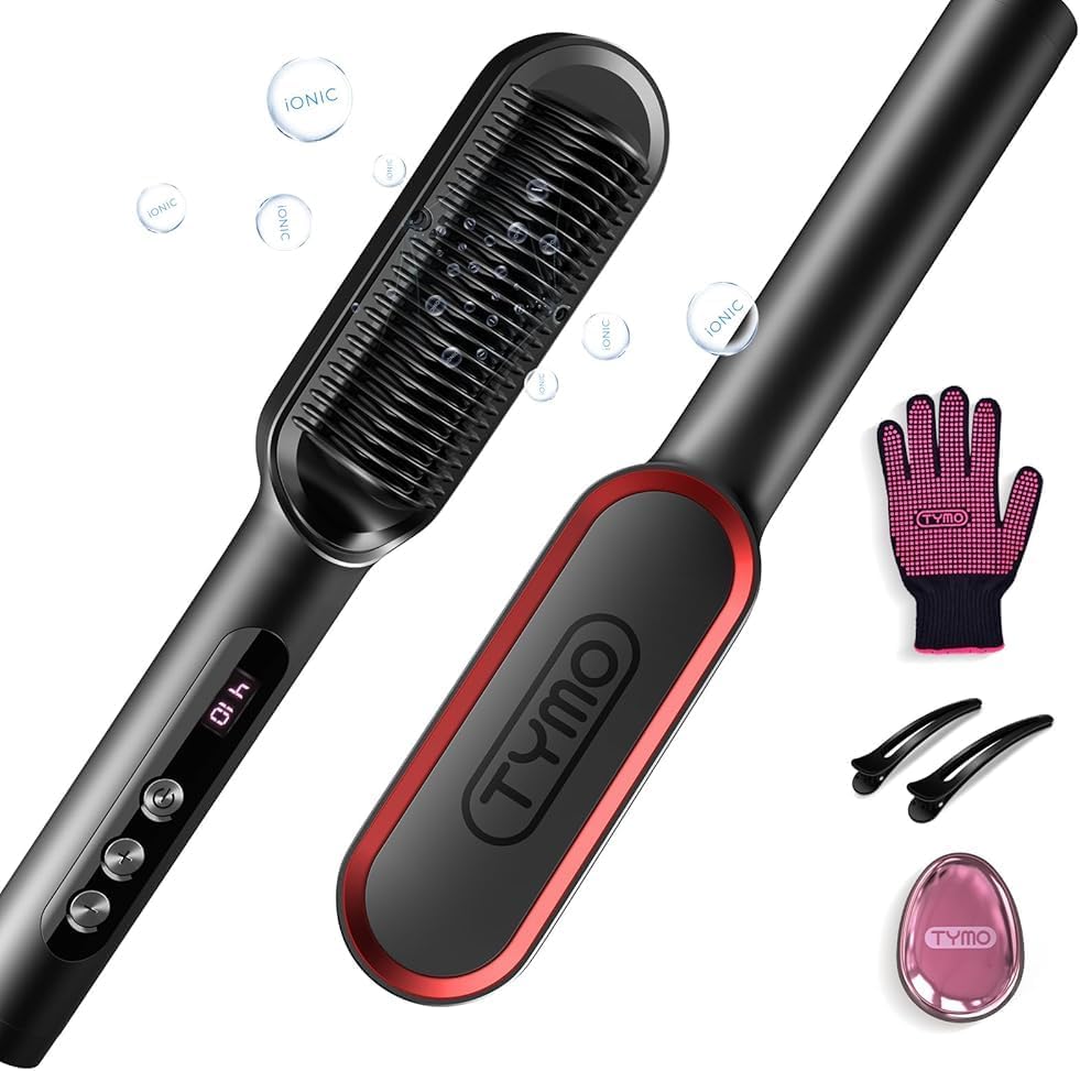TYMO Ring Plus Hair Straightener Brush Ionic Straightening Brush &amp; Hair Iron