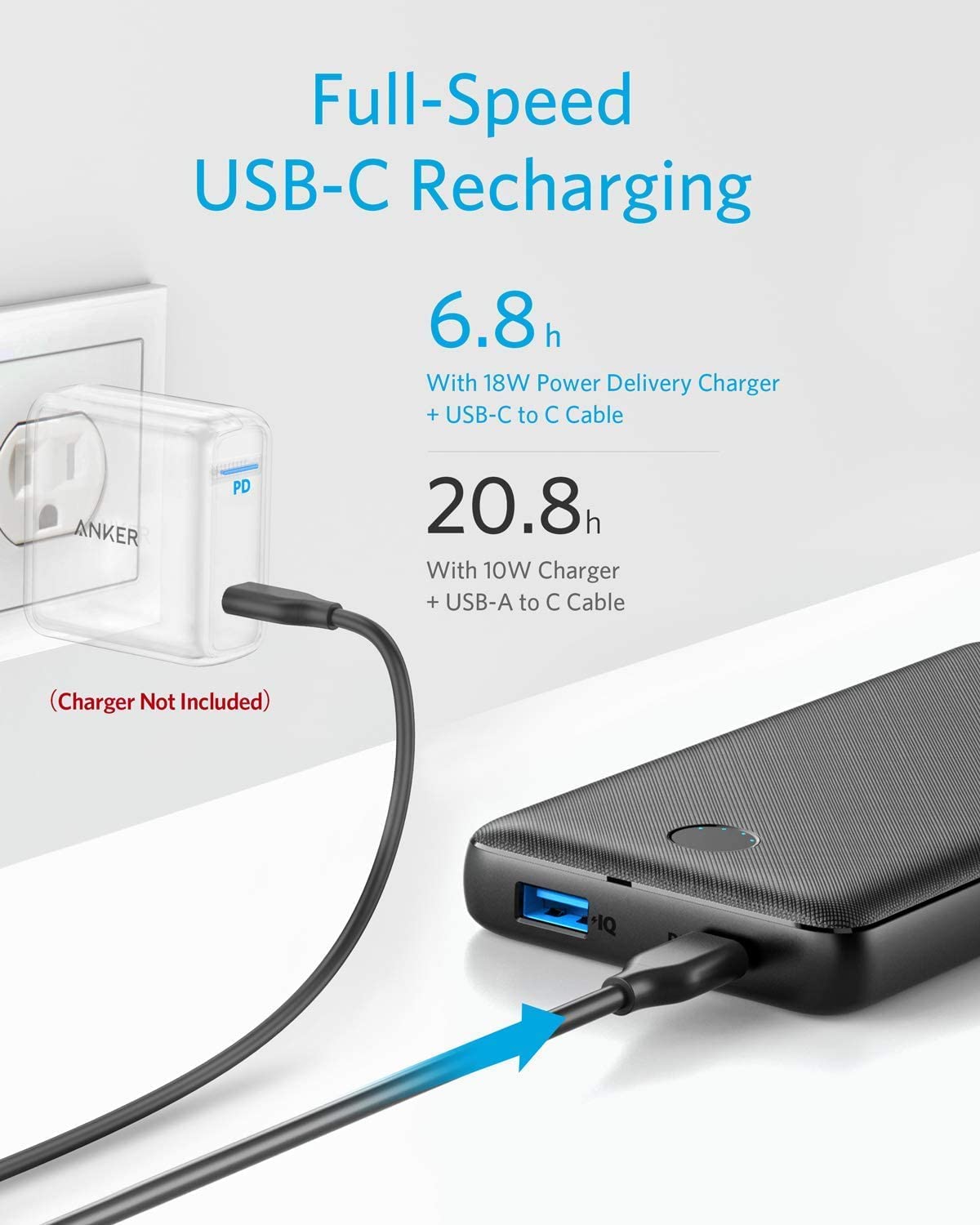 Anker PowerCore Essential 20000mAh USB-C Power Bank 525 Portable Charger Battery