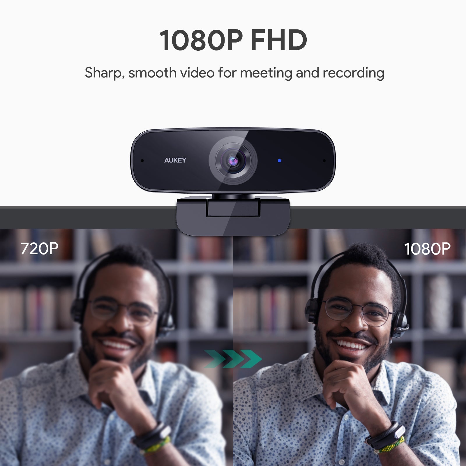 AUKEY Impression FHD Webcam 1080p Live Streaming Camera Stereo Microphone Video