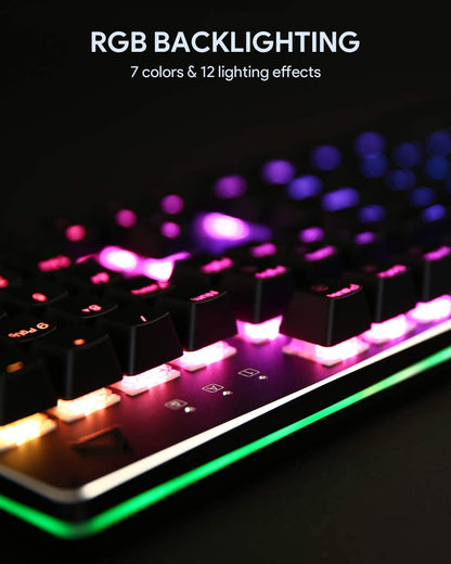 AUKEY Mechanical Gaming Keyboard with Customizable RGB Backlight for PC Laptop