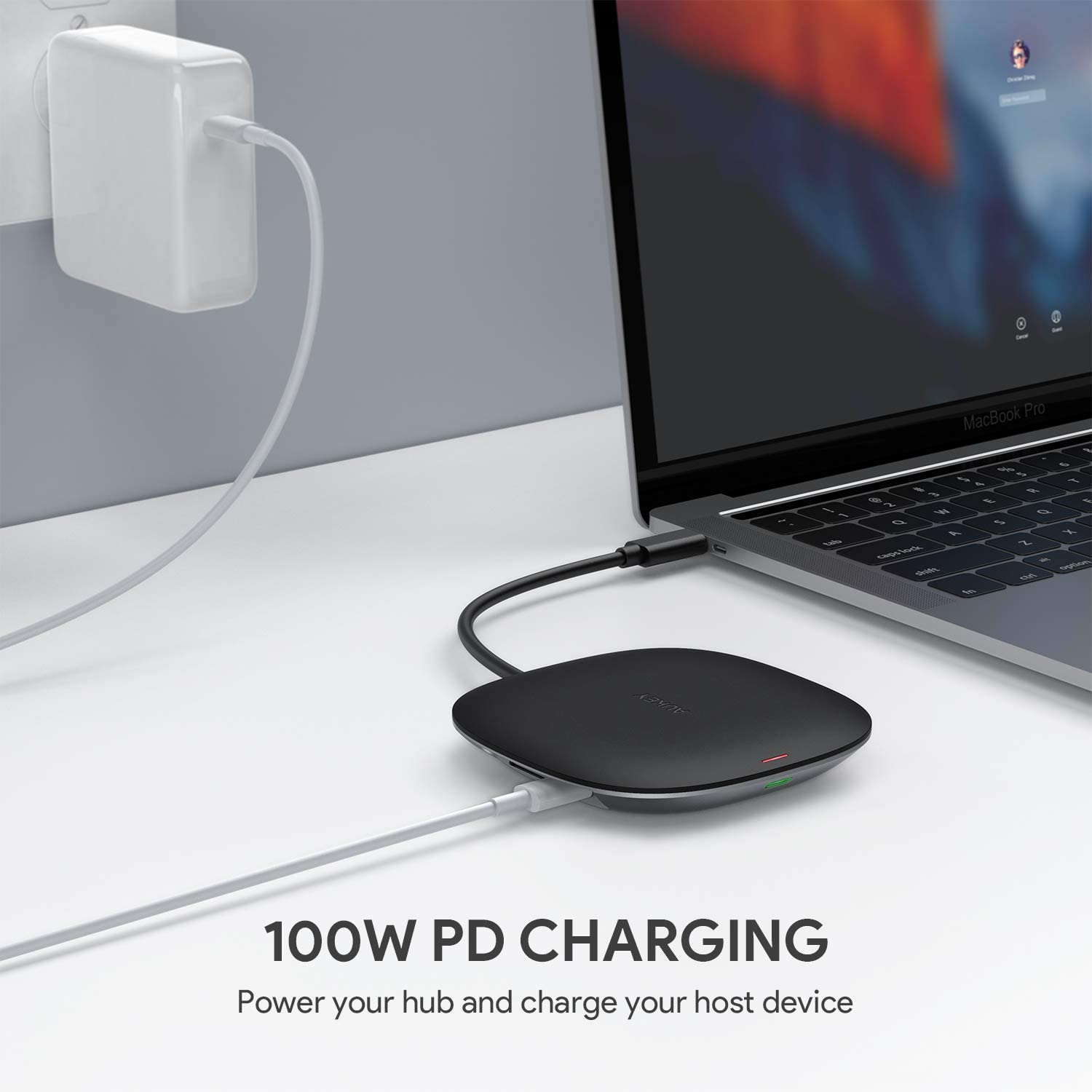 AUKEY USB C Hub Adapter Wireless Charger 5-in-1 Type-C 4K HDMI 60W USB-C PD Port