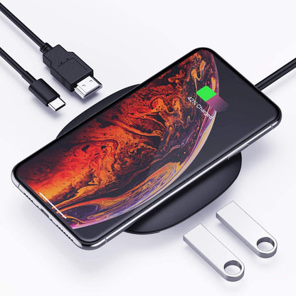 AUKEY USB C Hub Adapter Wireless Charger 5-in-1 Type-C 4K HDMI 60W USB-C PD Port
