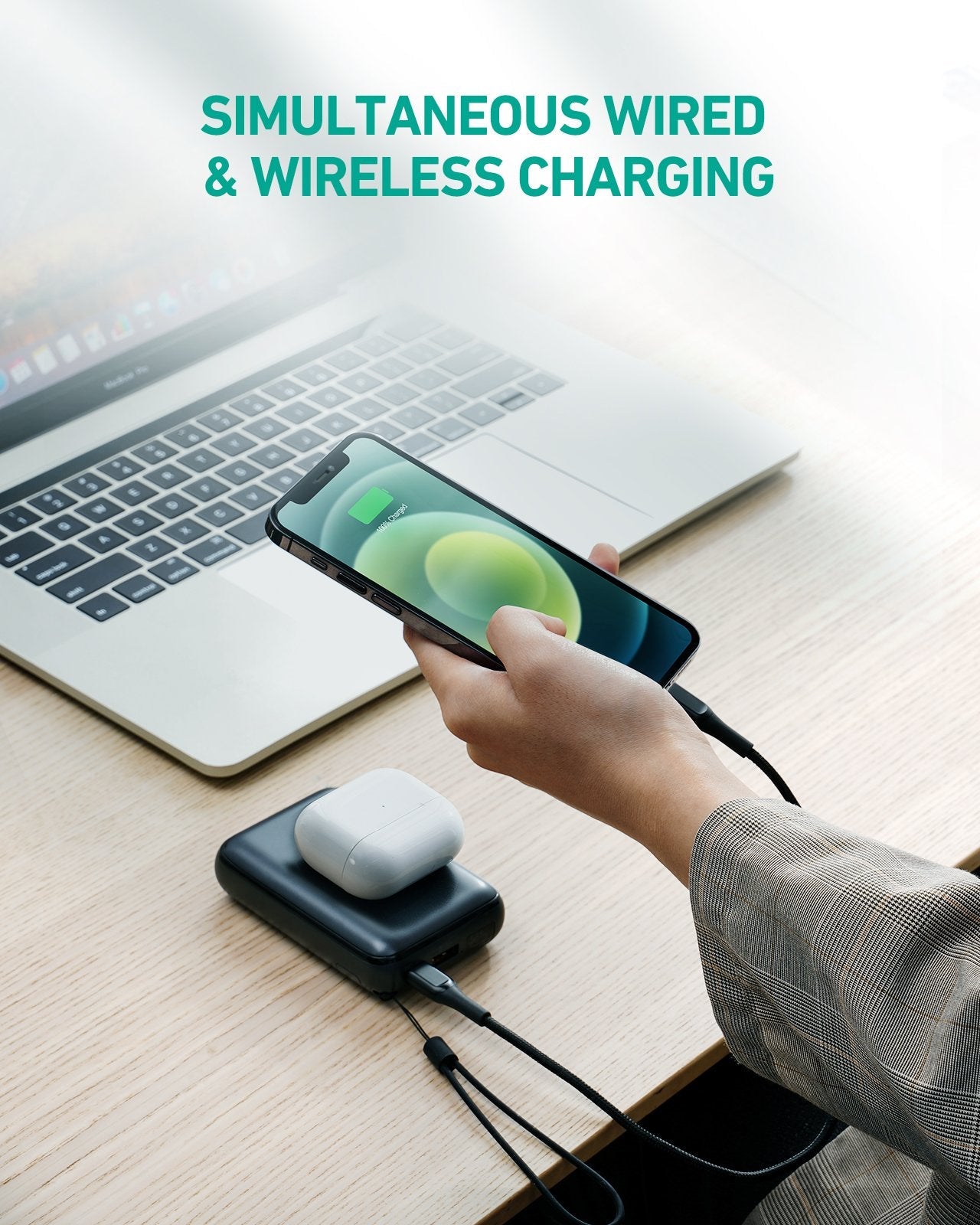 AUKEY Wireless 10000mAh USB-C PD QC3.0 Portable Phone Charger Power Bank Battery