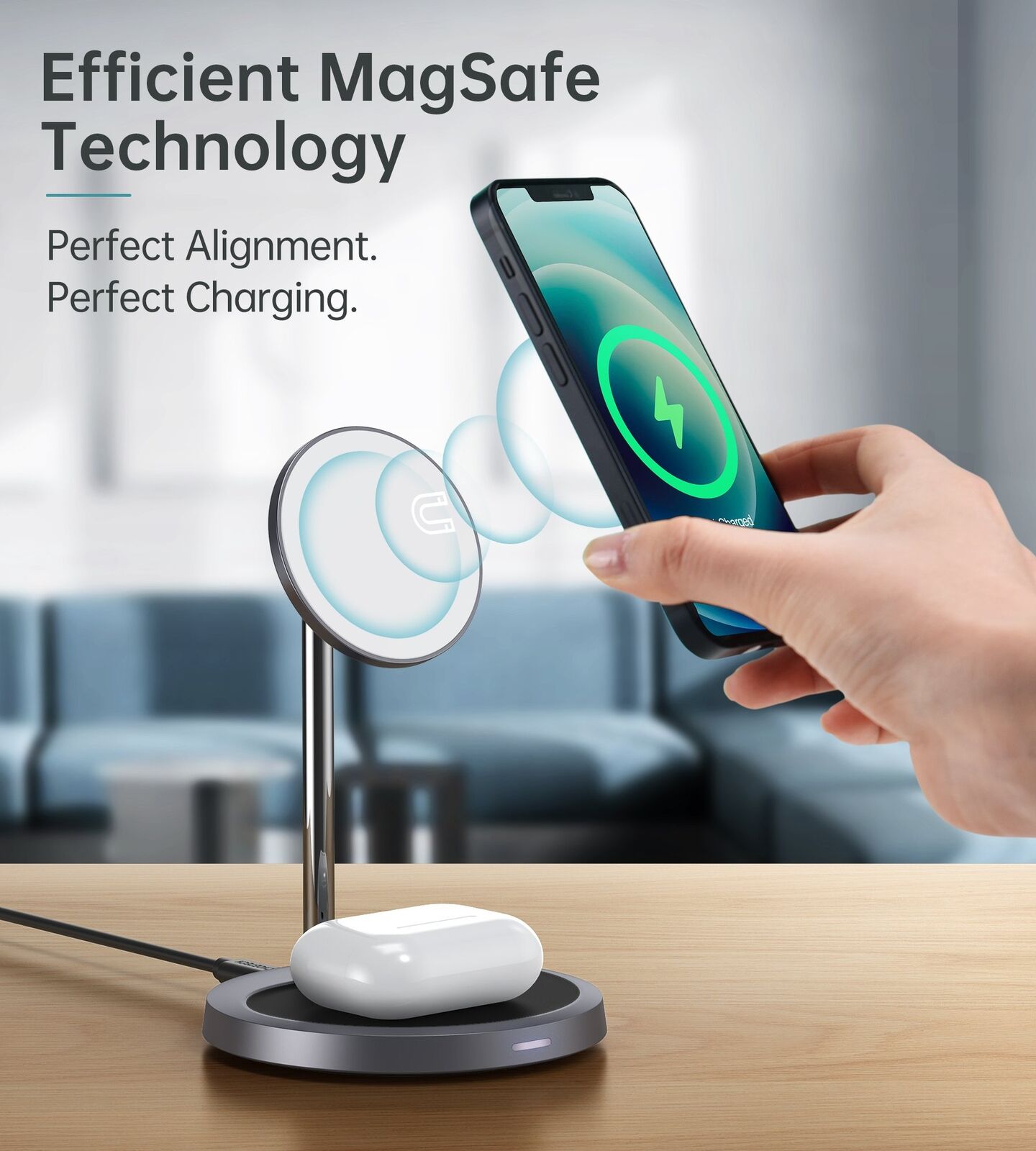 CHOETECH 2 In 1 Magsafe iPhone Magnetic Wireless Charger Stand with 30W PD 3.0 Adapter