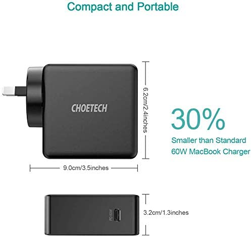 CHOETECH 60W USB-C PD Wall Charger Type C Fast Charge Power Adapter AU PLUG