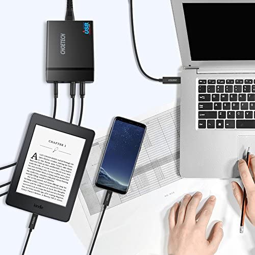 CHOETECH 72W 4 Ports USB C Charger with 60W PD Power Delivery Charging Station