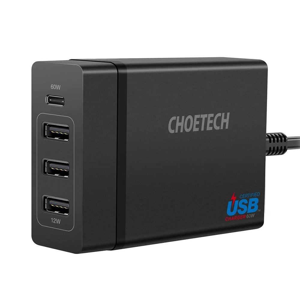 CHOETECH 72W 4 Ports USB C Charger with 60W PD Power Delivery Charging Station