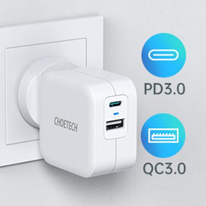 CHOETECH PD5002 USB-C PD 38W Charger Dual Port Type C Wall Fast Power Adapter