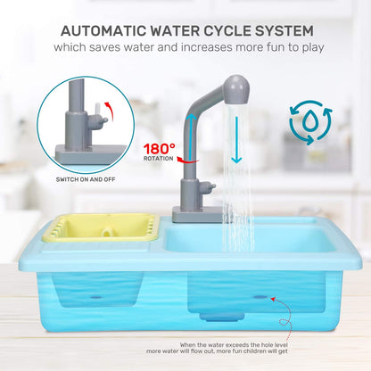 CUTE STONE Color Changing Kitchen Sink Toys Electric Dishwasher Playing Toy Kids