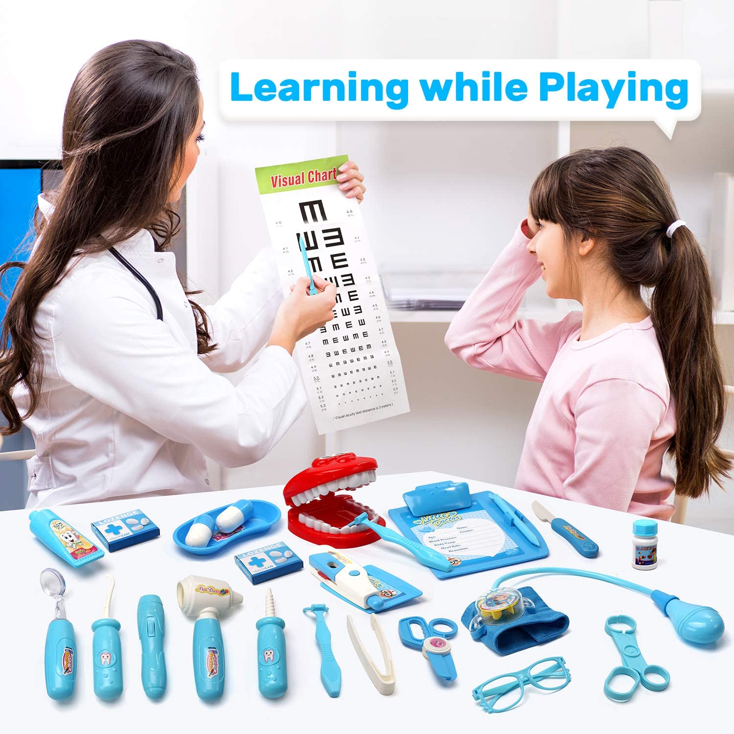 CUTE STONE Toy Medical Kit Kids Pretend Play Dentist Doctor Educational Playset