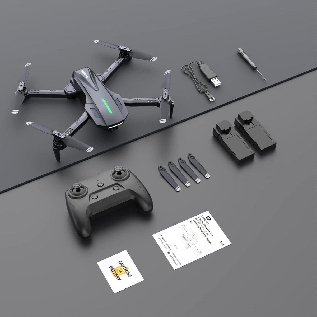 DEERC D70 Drone with 1080P HD Camera RC Foldable Quadcopter with 2 Batteries