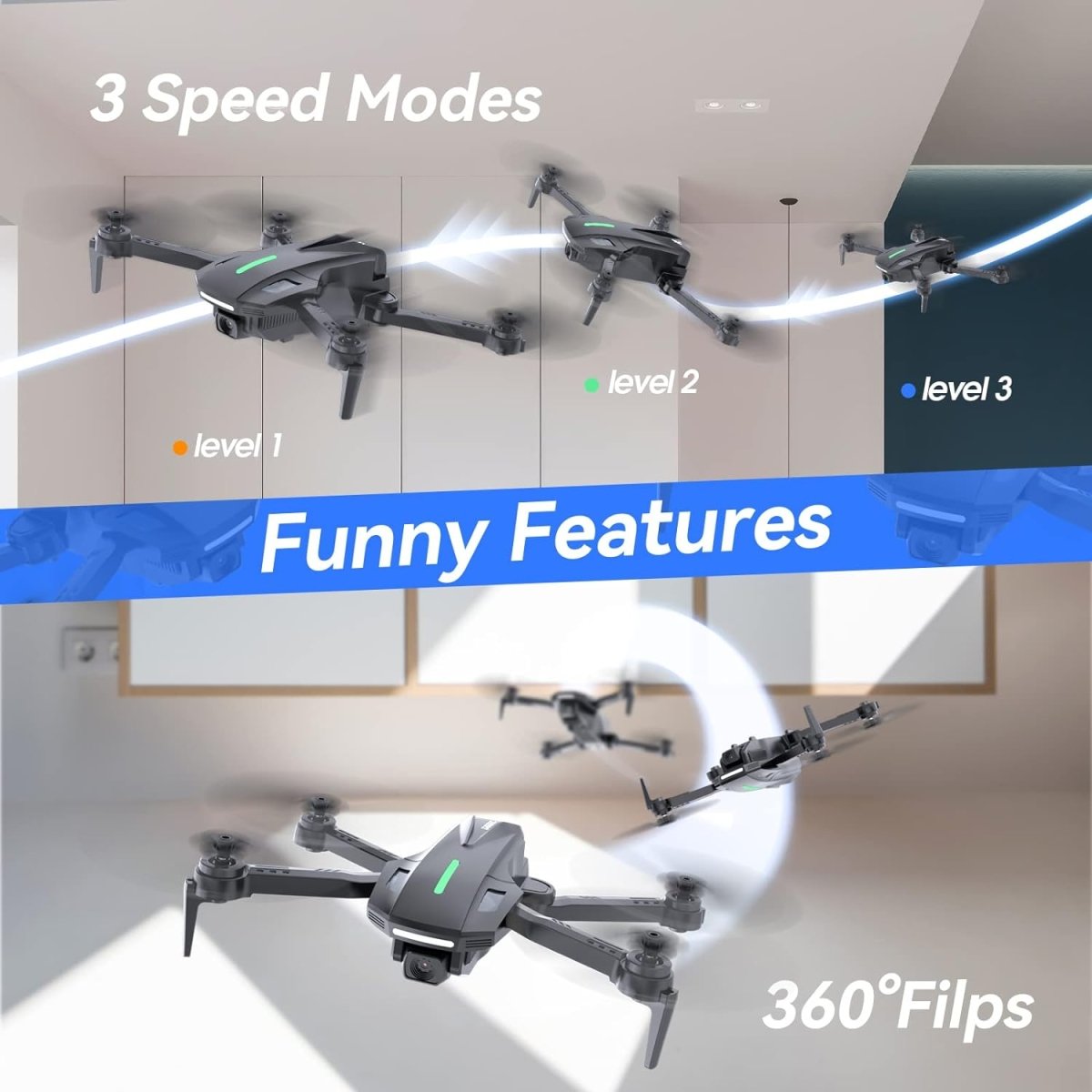 DEERC D70 Drone with 1080P HD Camera RC Foldable Quadcopter with 2 Batteries