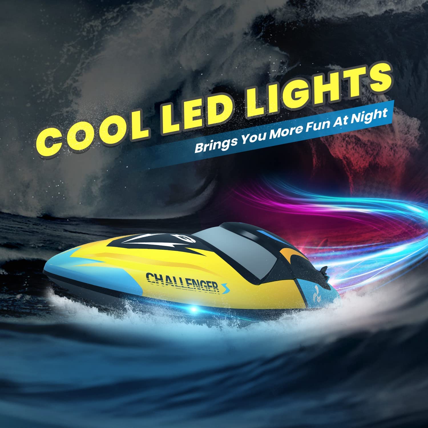 DEERC Brushless RC Boat Remote Control Boats 2.4GHz Racing LED Lights Pool Lake
