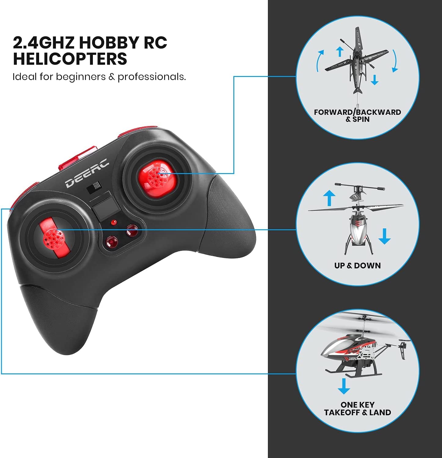 DEERC DE52 Remote Control Helicopter Altitude Hold 2.4GHz RC Flying Aircraft Toy
