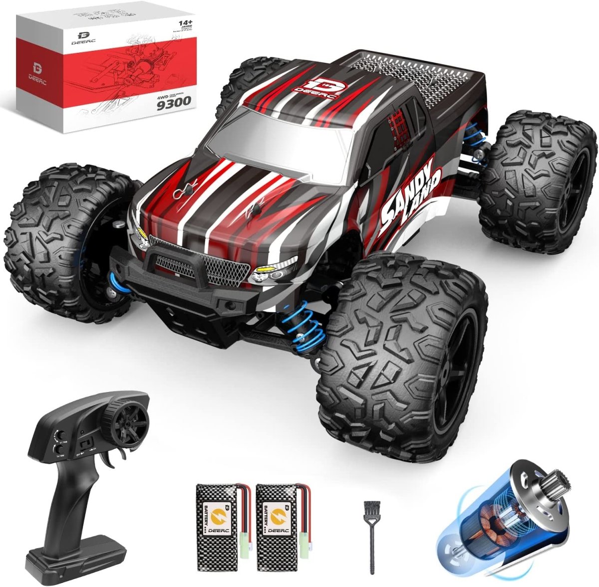 DEERC RC Car High Speed Remote Control Car 1:18 Scale 4WD Off Road Monster Truck