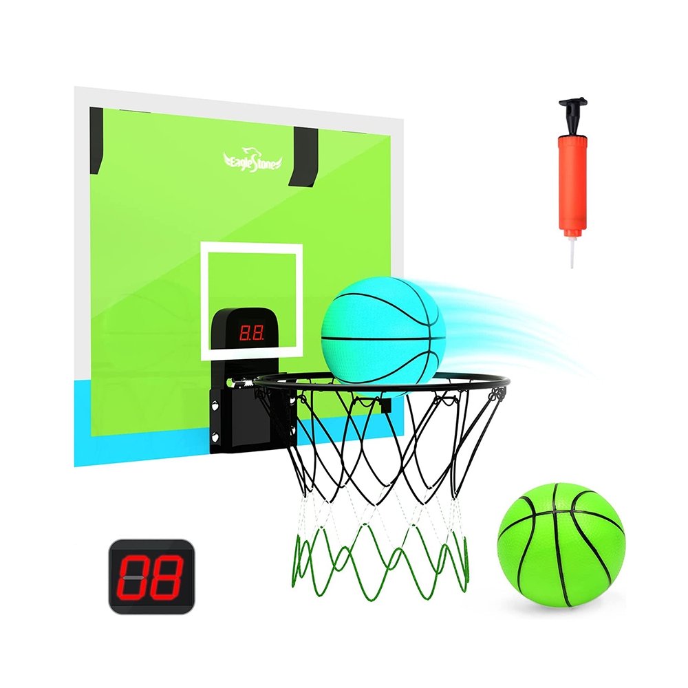 EagleStone Indoor Mini Basketball Hoop Set Electronic Scoreboard Over The Door