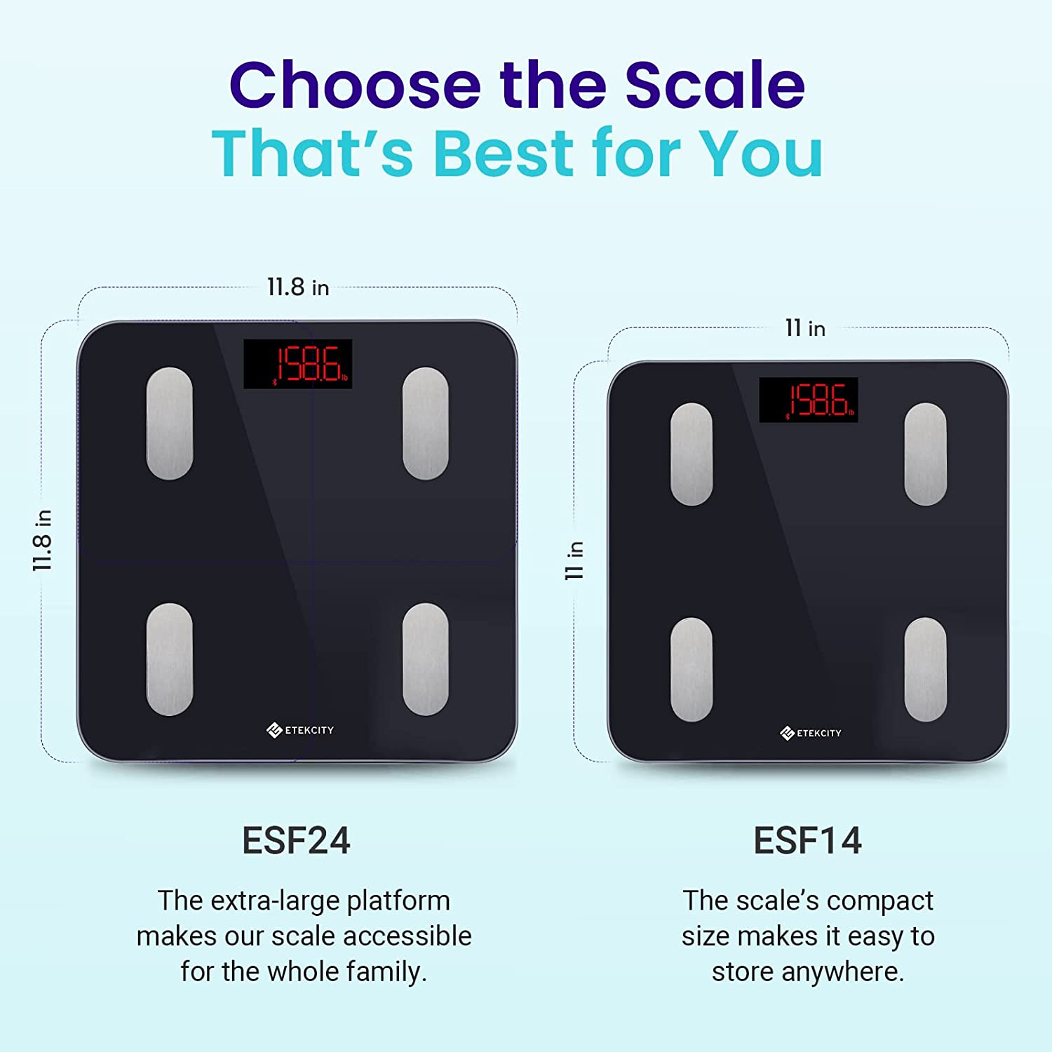 Etekcity Body Weight Bathroom Digital Weight Scale Smart Bluetooth Fitness App