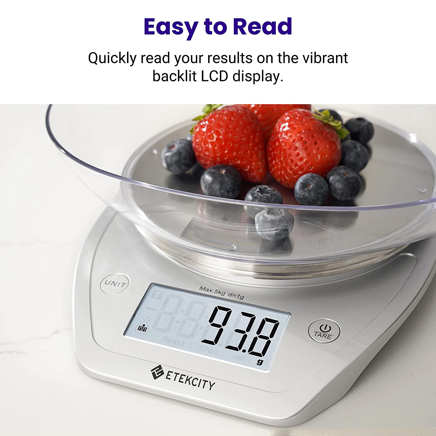 Etekcity Digital Food Kitchen Scale with Bowl Dieting Baking Cooking Meal Prep