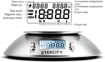 Etekcity Digital Food Kitchen Scale with Bowl Timer Temperature Sensor Cooking