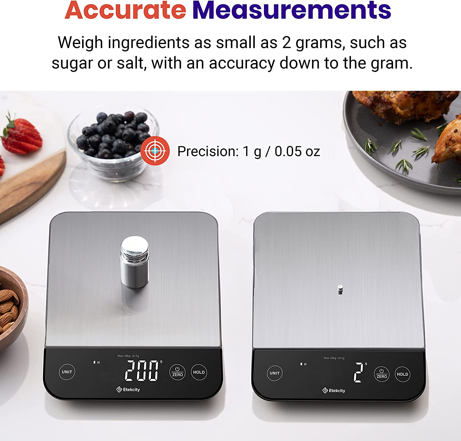 Etekcity Luminary Food Kitchen Scale Digital Rechargeable for Cooking Baking