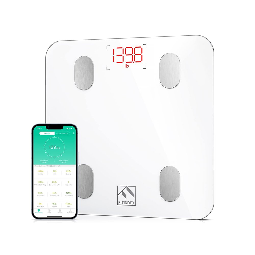 FITINDEX Bluetooth Body Fat Scale Smart Bathroom Wireless Weight Smartphone App