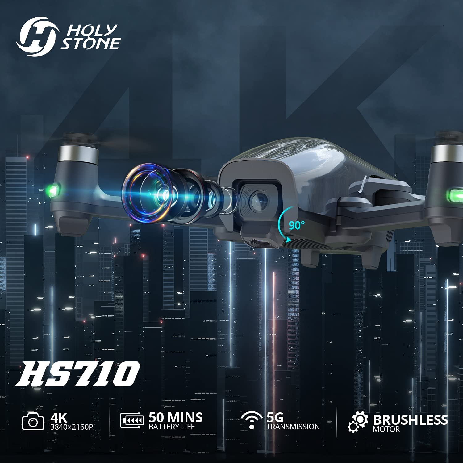 Holy Stone HS710 Foldable FPV GPS Drone with 4K Camera RC 5G Quadcopter