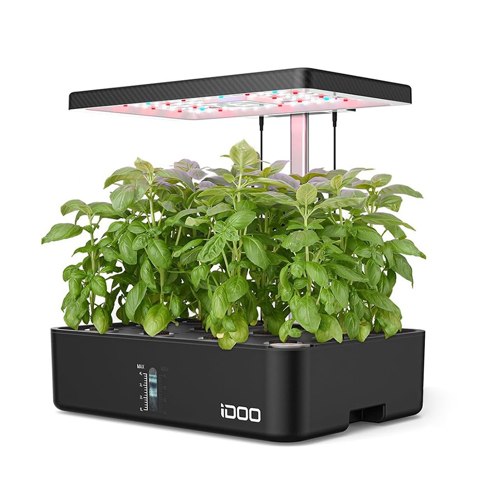 iDOO Hydroponics Growing System 12Pods Mini Herb Garden Germination Kit with LED