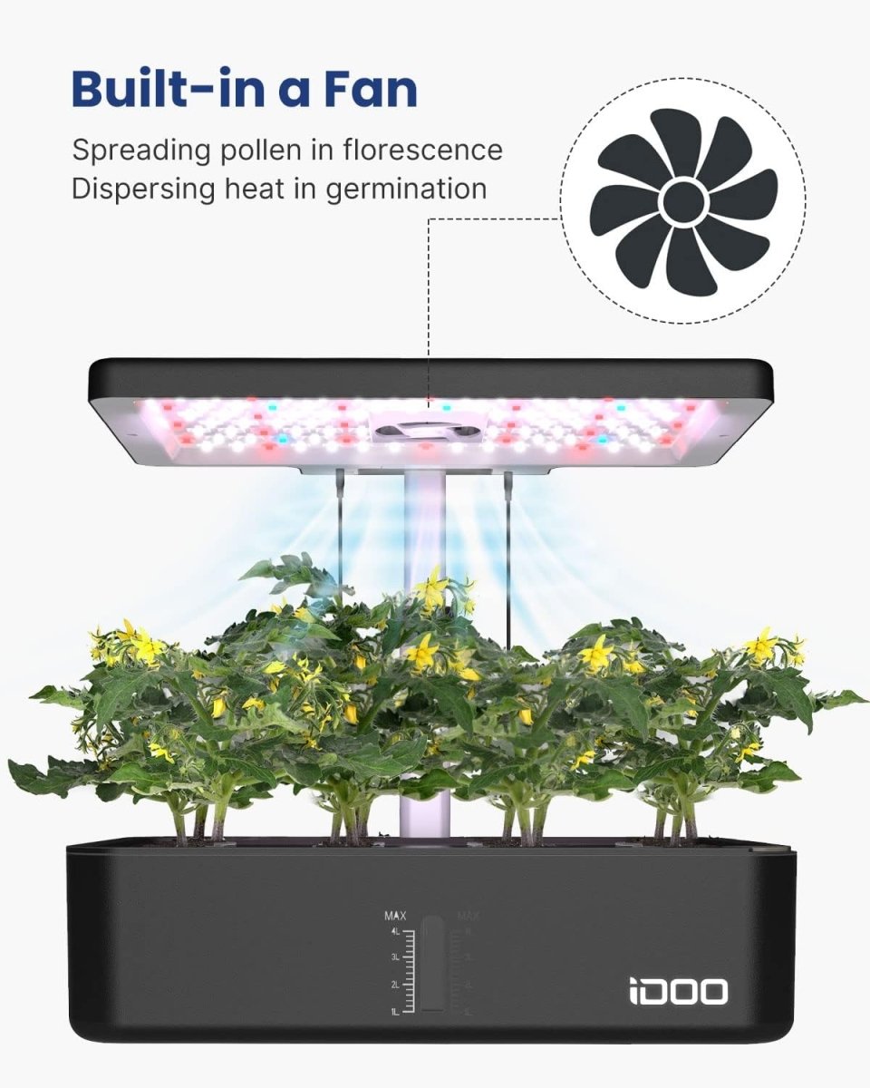 iDOO Hydroponics Growing System 12Pods Mini Herb Garden Germination Kit with LED