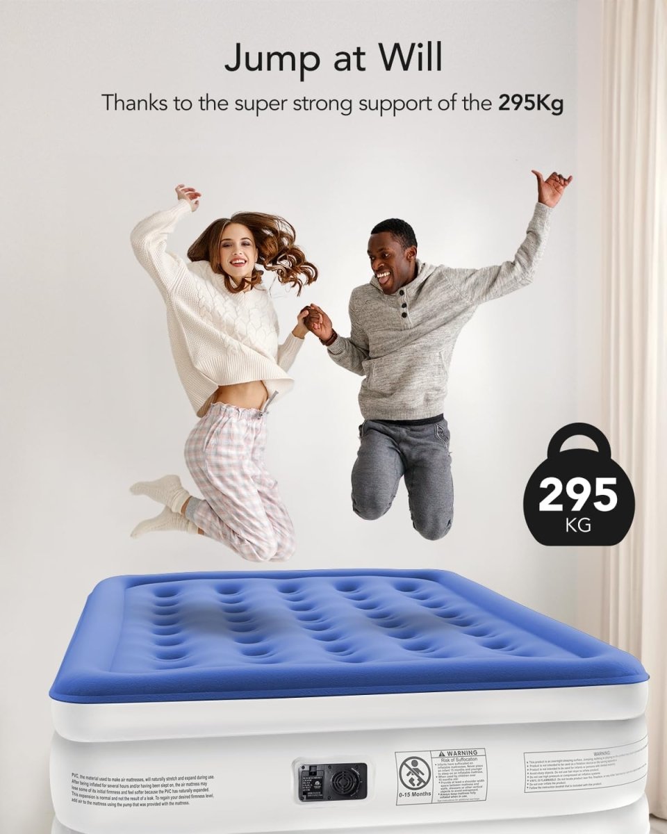 iDOO Queen Size Air Mattress Inflatable Bed with Built-in Electric Pump Portable