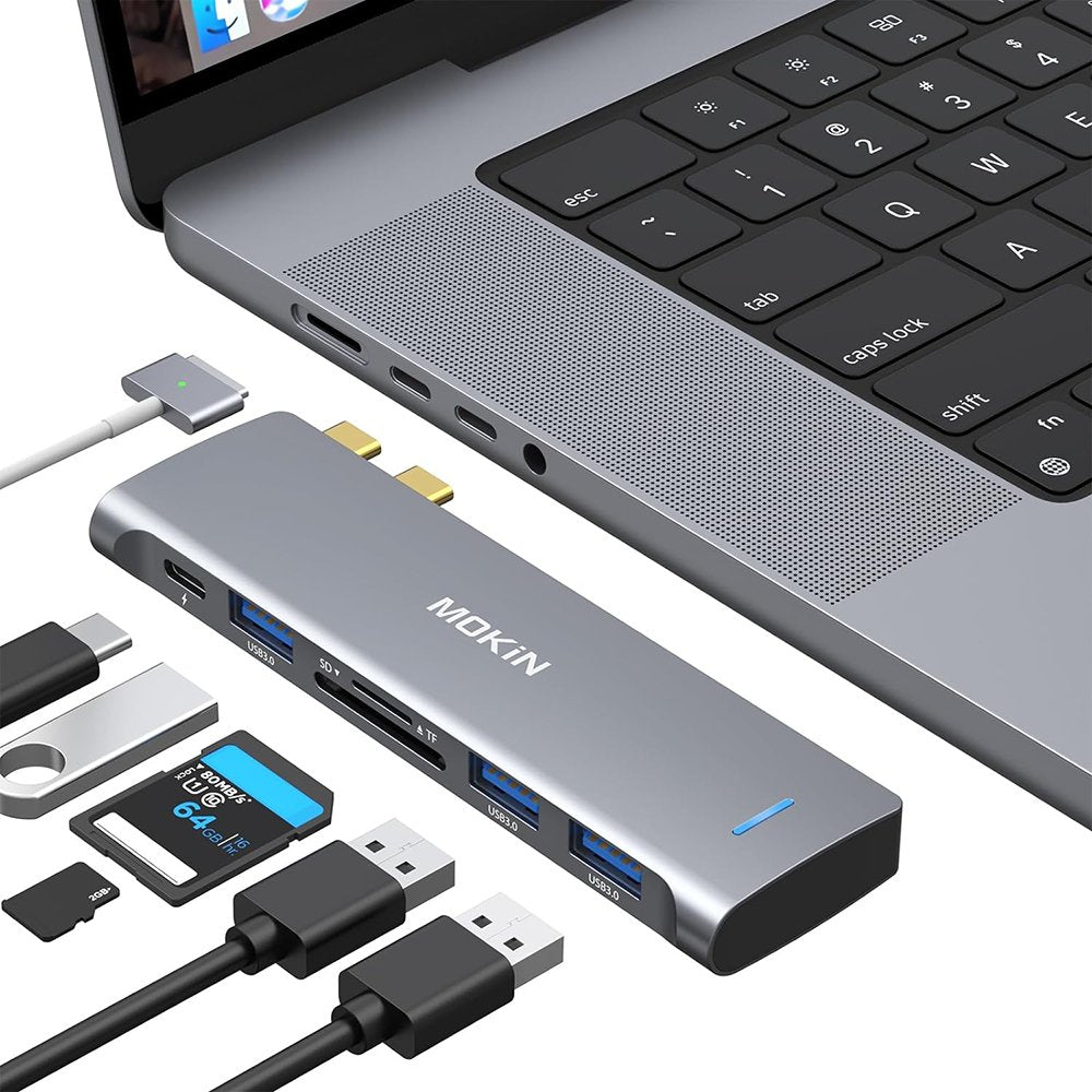 MOKiN 6-in-1 Hub USB C Adapter for MacBook Pro/Air 3 USB 3.0 Ports Card Reader