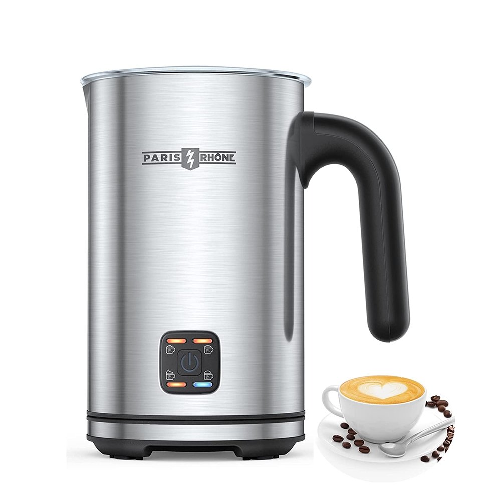 Paris Rhône Milk Frother 4-in-1 Electric Stainless Steel Milk Steamer for Coffee