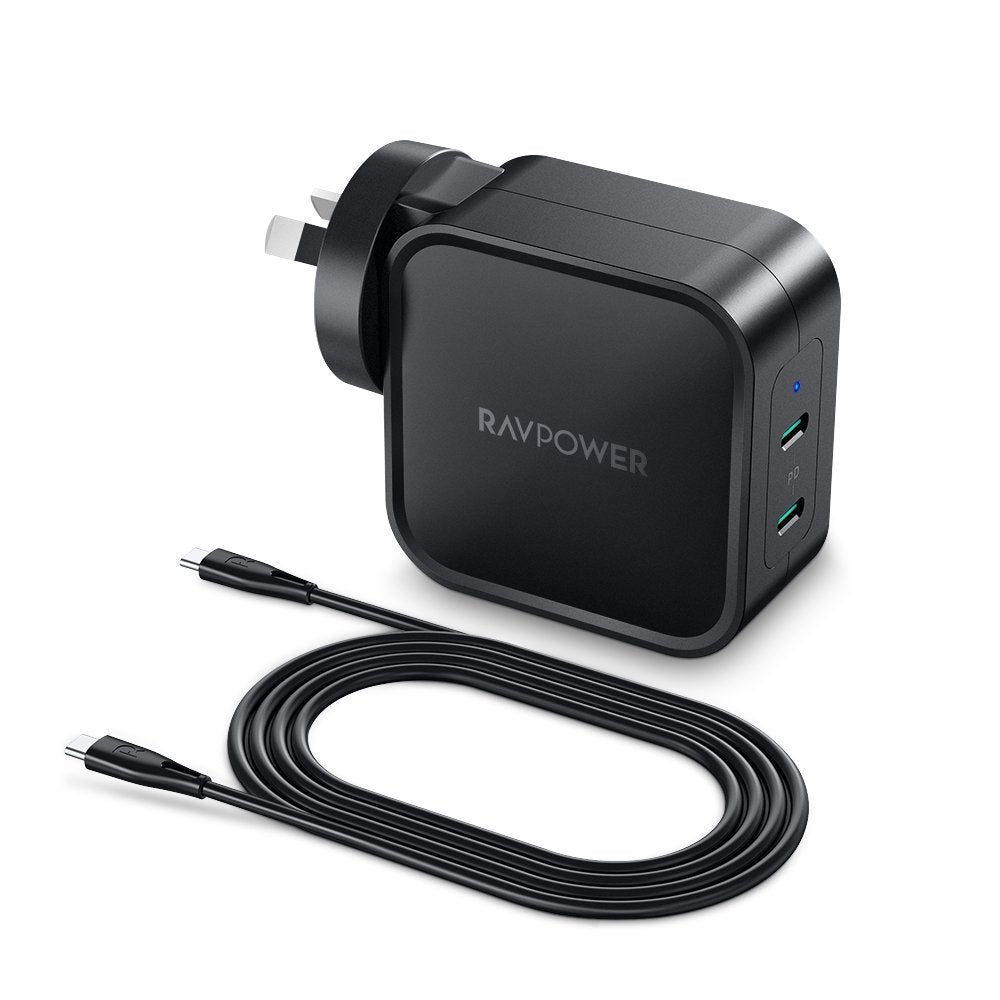 RAVPower 90W/87W/65W/60W/45W 2 USB C PD 3.0 Ports GaN Wall Charger Power Adapter