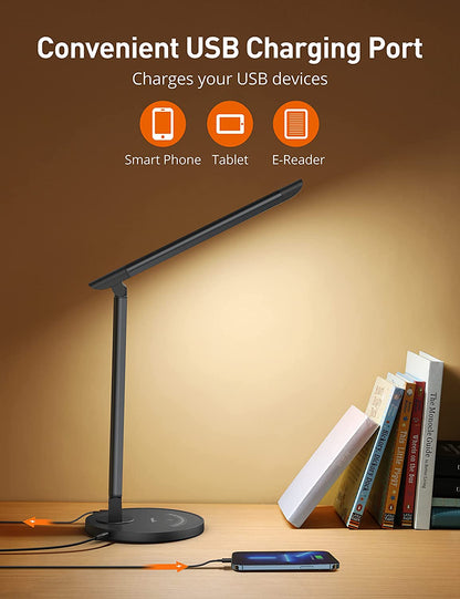 Sympa LED Desk Lamp Dimmable Table Reading Light USB Charging Port Touch Control