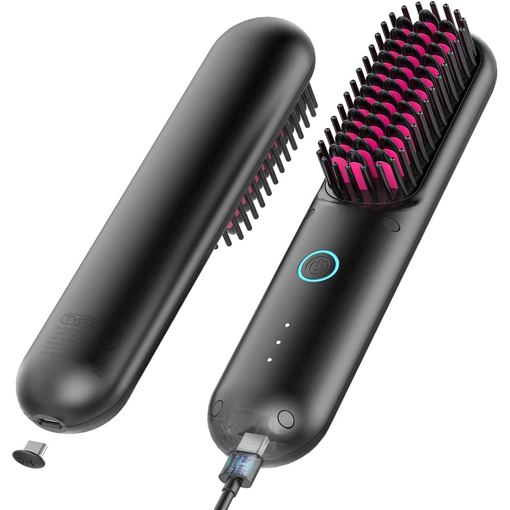 TYMO Cordless Hair Straightener Brush Mini Portable Ionic Hot Straightening Comb