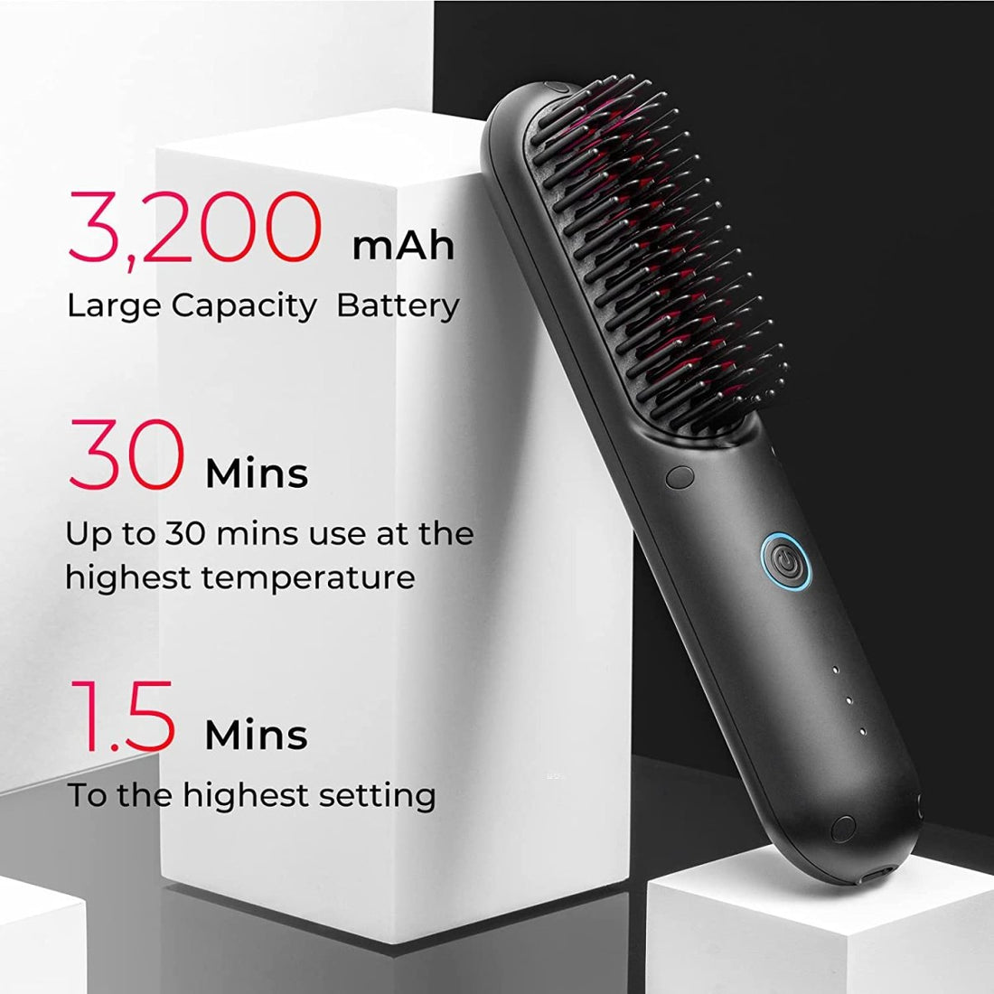 TYMO Cordless Hair Straightener Brush Mini Portable Ionic Hot Straightening Comb